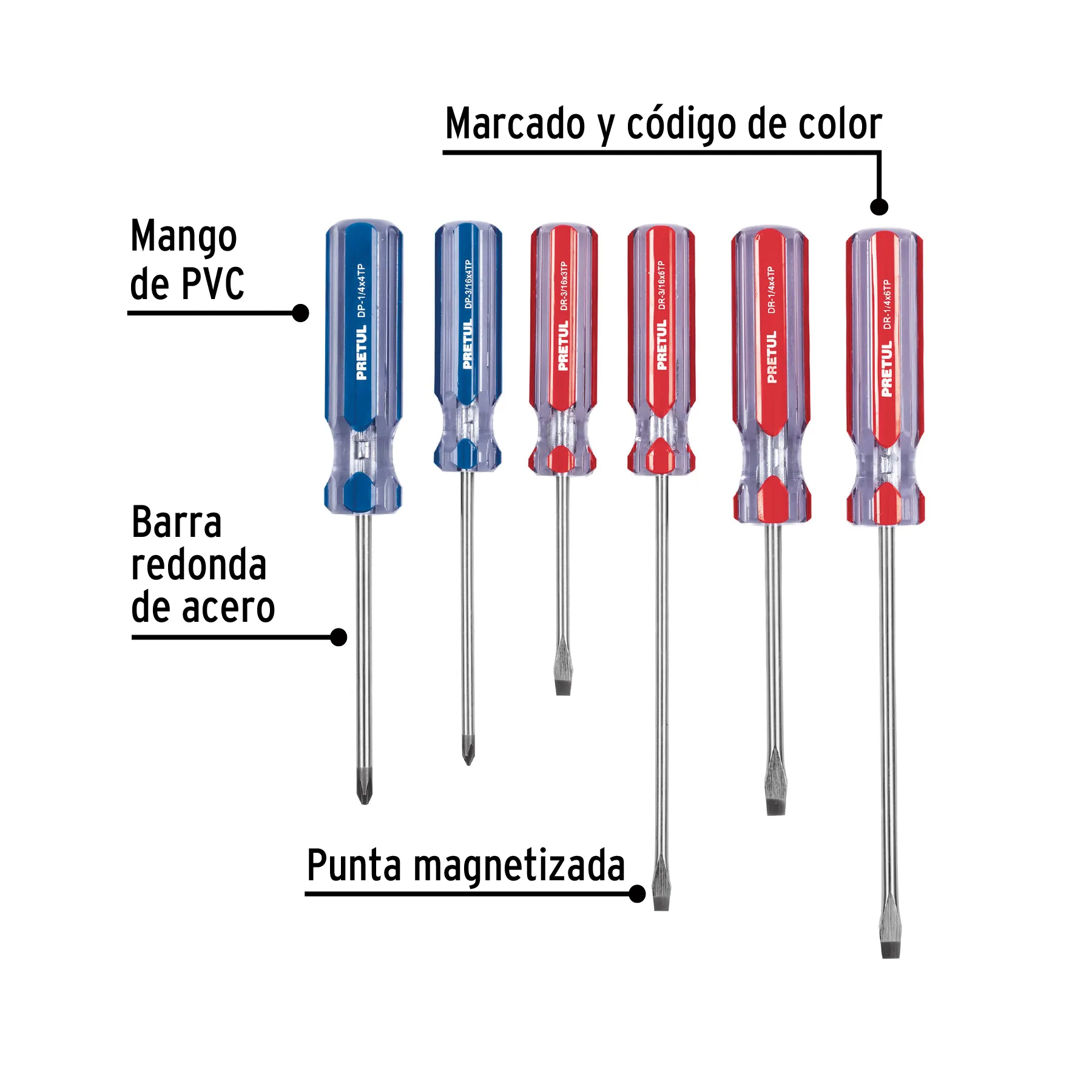 Juego de 6 desarmadores mango de PVC - Image 3