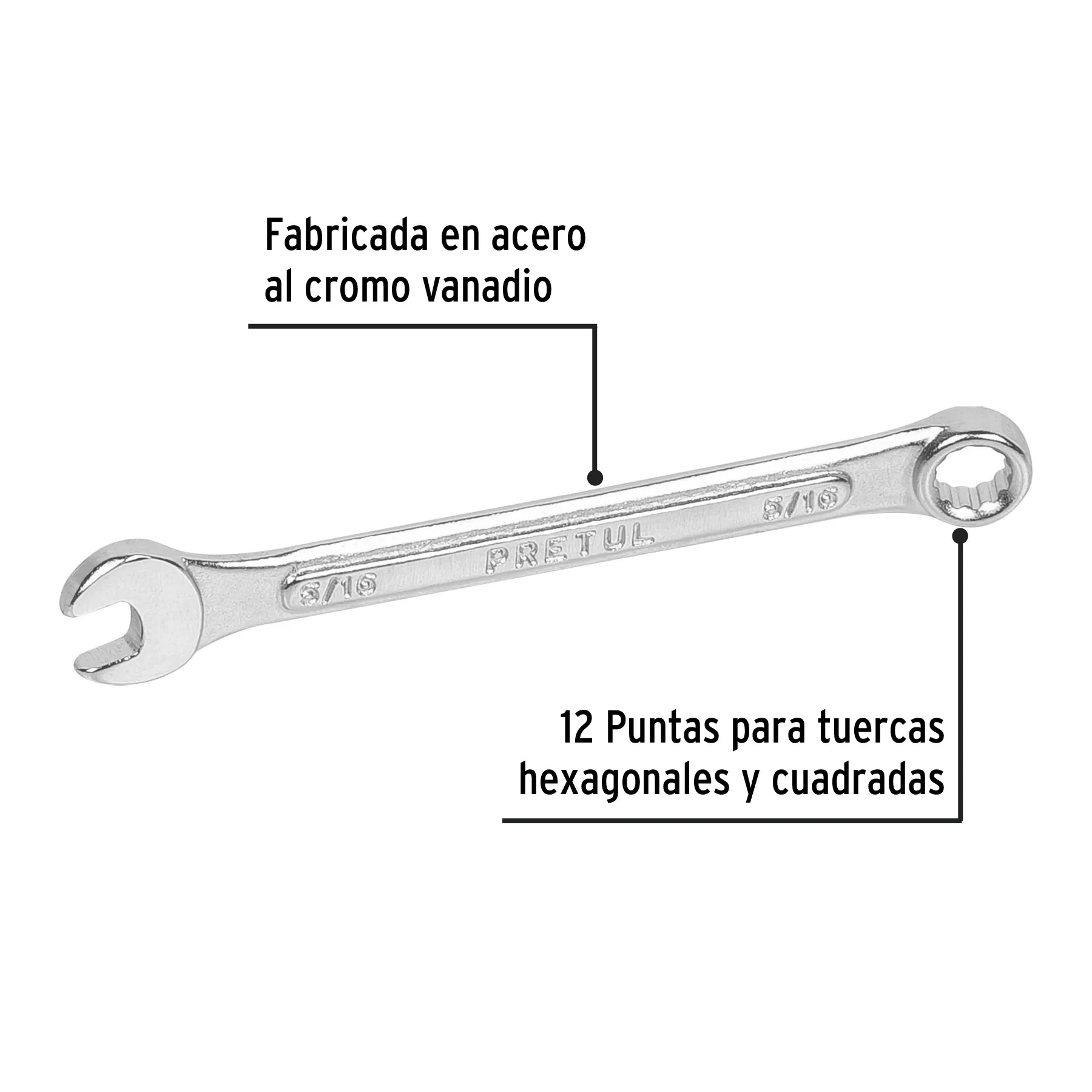Llave combinada 5/16' x 120 mm de largo - Image 3